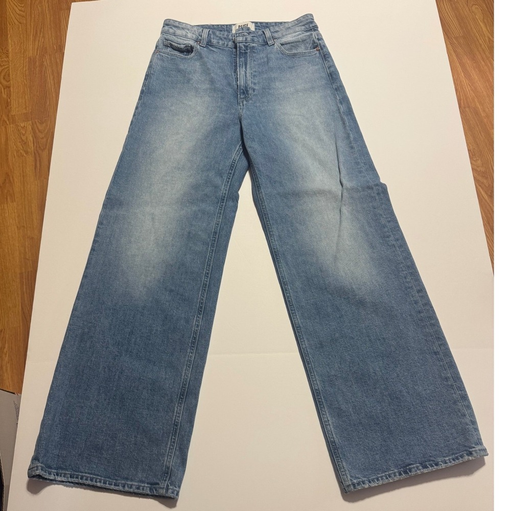 PAIGE Anessa Wide Leg Jeans Light Wash Blue High Rise Size 29 Inseam 31
